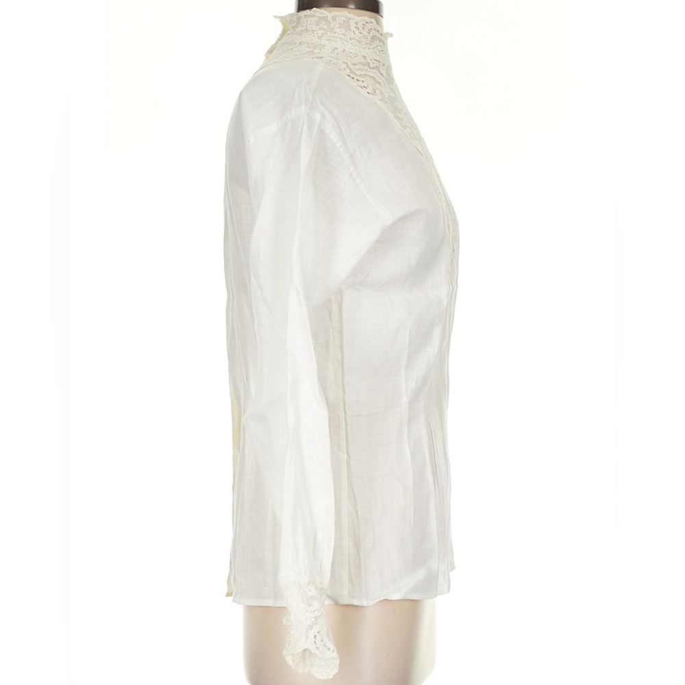 Vintage Ralph Lauren 80s Wool Midi Skirt & Linen Lace Blouse Top Set Victorian - Picture 12 of 16